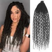 Resim Bir Dreadlock Uzantıları Tek Sonlu 60.96 cm Karışık Set El Yapımı Hipi Dreads 30 İplik, Düz ve Derin ve Kutu Braids ve Twist Seçenekleri Tüm Saç Tipleri için 