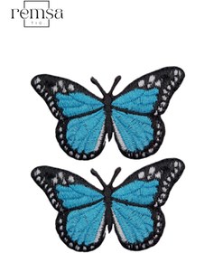 Resim REMSATİC Ütü Ile Yapışan Arma - Patch - Kelebek Modeli Turkuaz (6cm X 5,5cm) 2 Adet 