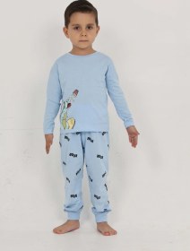 Resim Toontoy Kids Toontoy Erkek Çocuk Roar Baskılı Pijama Takım Mavi 