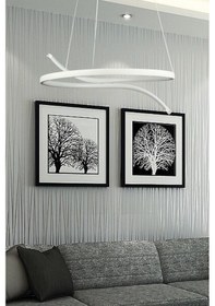 Resim Snake Beyaz Renk Beyaz Ledli - Cafe - Mutfak - Salon Led Avize Beyaz 