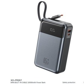 Resim 20000mah 65w Hızlı Şarj Destekli Dijital Ekranlı Dahili Kablolu Type-c Powerbank Beyaz 