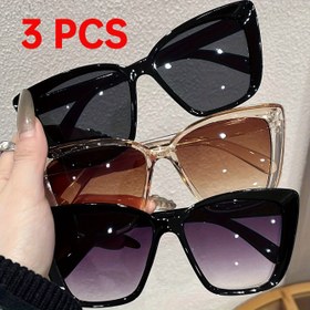Resim 3 adet Y2K Retro Kedi Gözü Moda Gözlüğü Erkekler ve Kadınlar için - Hafif Plastik Çerçeve, Gradyan Lensler (Siyah/Beyaz/Kırmızı), Parti, Gece Yaşamı, Sokak Modası ve Fotoğrafçılık için Klasik Büyük Boyutlu Tasarım, Parti Gözlüğü, Modern Gözlük, Dayanıklı Gözlük 