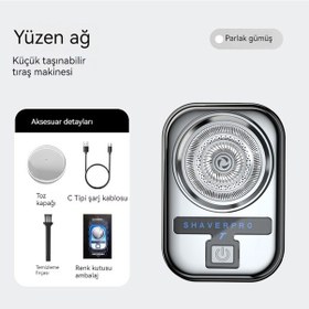 Resim Yeni Mini Erkek Tıraş Makinesi Ev Seyahat Mini Sakal Bıçağı Şarj Taşınabilir Elektrikli Tıraş Makinesi 2213 Parlak Gümüş Yükseltme 2 Yüksek Hızlı Yüzer Bıçak Ağı 