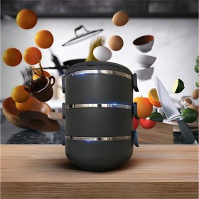 Resim Davet 3 Katlı Sızdırmaz Yemek Termosu Modern Sefer Tası Özel Seri Özel Renk) Tek Kişilik Hacimi Vardır 