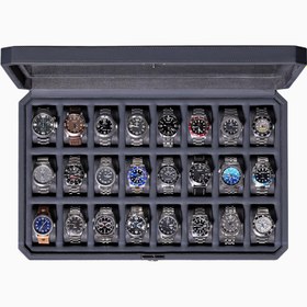 Resim Kilitli 24 Yuvalı Lüks Saat Kutusu, Cam Üst, Koleksiyonluk, 2025 Sürüm - Gri 