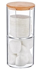 Resim Box Up Ahşap Kapaklı Çift Katlı Pamuklukluk Düzenleyici Makyaj Organizer 