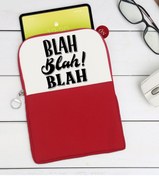 Resim Bk Gift Gift Blah Blah Blah Tasarımlı Taşınabilir Koruyucu Tablet Kılıfı & Organizer Çanta - Kırmızı-1 
