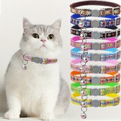 Resim 10 Adet Çiçekli Evcil Hayvan Tasması, Güvenlik Tokası ve Zil ile - Küçükten Orta Boy Köpekler & Kediler için Ayarlanabilir Polyester Boyunluk 