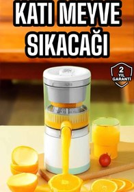Resim FTA TİCARET Katı Meyve Sıkacağı Taşınabilir USB Şarjlı Pratik Paslanmaz Çelik Bıçaklı 