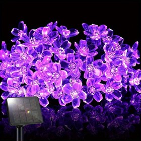 Resim Kiraz Çiçeği Güneş Enerjili Işıklı Dizisi - 100/50/20 LED, Su Geçirmez Dış Mekan Lambası, Paskalya, Aziz Patrick Günü, Anneler Günü, Parti, Ramazan Bayramı, Düğün, Tatil Bahçe Çit Teras Bahçe Noel Ağacı Çim Partiye Malzemeleri 