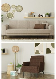 Resim Modalife Rio 3+1 Salon & Oturma Odası Koltuk Takımı Krem - Kahve 