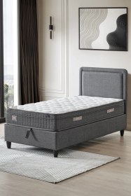 Resim Melisa Tek Kişilik Full Ortopedik Visco Yatak Antibakteriyel Ve Paket Yaylı Sistem Antrasit 