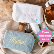 Resim Adınız veya Mesajınızla Kişiselleştirilmiş Nakışlı Çizgili Kare Cüzdan - Yumuşak Mavi Kumaş, Hediye veya Kişisel Kullanım İçin İdeal, Hediye Ürünü|Kişiselleştirilmiş Aksesuar|Dayanıklı Kumaş, Cüzdanlar 