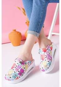 Resim Kedi Desenli Air Max Taban Kadın Tam Ortopedik Anatomik Terlik Çok Renkli 