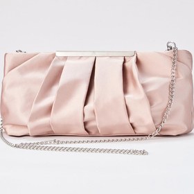 Resim SHUBBAGS Şampanya Rengi Zincir Askılı Pileli Saten Kadın Clutch 