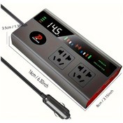 Resim Honeybeeshop 200w Siyah Araba İnvertörü Dc12v 24v Güç Dönüştürücü Led Ekran 4 Usb Port Hızlı Şarj 3 İn 1 Type C Araba Şarj Cihazı Abs Malzeme 