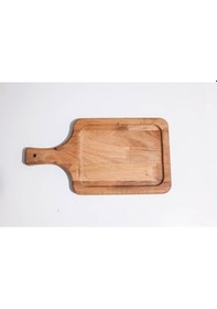 Resim Kare Ahşap Saplı Kesme Tahtası & Sunum Tabağı 26x21cm Ahşap 