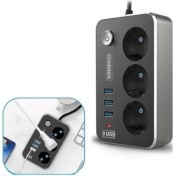 Resim Isıya Dayanıklı Termal Akım Korumalı 2 mt 10A 2500W 3lü Priz ve 3 Usbi 21A Uzatma Kablosu 