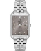 Resim Hislon Cl150s-05ss Dikdörtgen Kadranlı Safir Camlı Çelik Kordon Çelik Kasa 3 Atm Suya Dayanıklı Erkek Kol Saati Metalik 