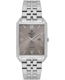 Resim Hislon Cl150s-05ss Dikdörtgen Kadranlı Safir Camlı Çelik Kordon Çelik Kasa 3 Atm Suya Dayanıklı Erkek Kol Saati Metalik 