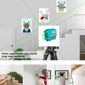 Resim Total TLL156601 Yeşil Çizgi Lazer Terazi Seviyesi 35M Dayanıklı Hassas Ölçüm Taşıma Çantalı Model 