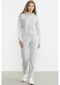 Resim Kapüşonlu Dikiş Detaylı Eşofman Takım - Gri 001 