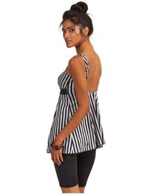 Resim Argento 0551-9130 Kadın Çizgili Yarı Kapalı Taytlı Tankini Siyah 