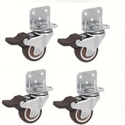 Resim Chuangyinshop 4 Adet 1.25 Inç Döner L Tip Frenli Tekerlek - Mobilya Bavul Dolap Yatak 