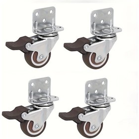 Resim Chuangyinshop 4 Adet 1.25 Inç Döner L Tip Frenli Tekerlek - Mobilya Bavul Dolap Yatak 