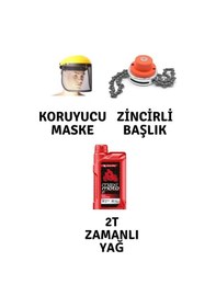 Resim Motorlu Tırpan Seti Koruyucu Maske-zincirli Canavar Başlık-yağ 
