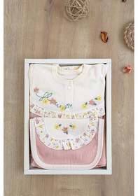 Resim Sitilin Kız Bebek Natural Pamuk Kumaş 5 Li İşlemeli Lüks Hastane Çıkışı Seti Stl6792 Beyaz 