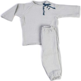 Resim Gri 4 Kat Müslin Unisex Çocuk Pijama Takımı 