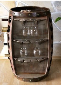 Resim Masifart Şarap Fıçısı Kadehlikli Mini Bar 