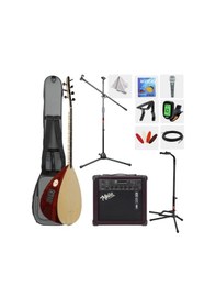 Resim Yonka B-341k-amp Amfili Kısa Sap Ardıç Ağacı Profesyonel Saz Bağlama Seti 