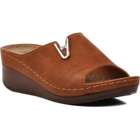 Resim Ayakmod 38-973 Taba Kadın Dolgu Topuk Terlik 