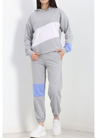 Resim Çift Renk İki İplik Eşofman Takımı Gribeyaz Beyaz - Gri 