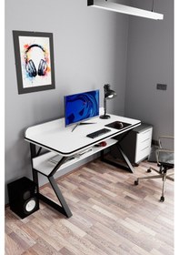 Resim Pulsar Oyuncu Masası Çalışma Ofis Masası Gaming Masa Beyaz 