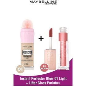 Resim Maybelline New York Instant Perfector Glow 4 Etki 1 Arada Fondöten 01 Light & Lifter Gloss Dudak Parlatıcısı 003 Moon pktipgfdtlftrglw-9633 01 Light 