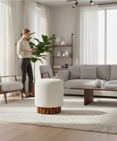 Resim Most Bohem Puf Beyaz Coco Kumaş Evinize Teslim Beyaz 