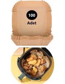 Resim Genel Markalar 100 Adet Airfryer Pişirme Kağıdı Kare Tabak Model Yağlı Kağıt 