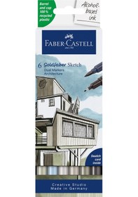 Resim Faber-Castell Goldfaber Sketch Marker Seti, Architect, Mimari Projeler İçin, Su Bazlı, Fırça ve Fineliner Uçlu 