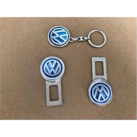 Resim İmza Volkswagen Uyumlu Ikaz Ses Susturucu Metal Toka 1 Çift ve 1 Adet Anahtarlık 