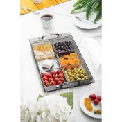 Resim CetKing Akrilik Barok Füme 6 Bölmeli Tek Kapaklı Büyük Kahvaltılık 