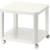 Resim Tekerlekli Yan Sehpa, Beyaz Renk MeridyenDukkan 50x50 Cm Ev Dekorasyonu Mobilya 