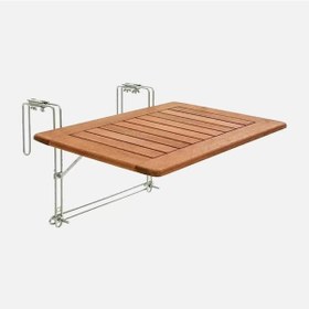 Resim Katlanır Ahşap Balkon Masası 60x40 cm Kahverengi 