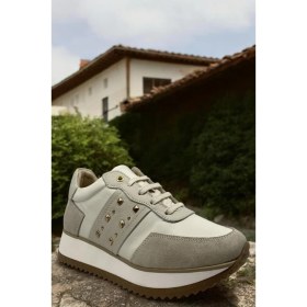 Resim Mammamia D25ya-560 Krem Sneaker Deri Tam Ortopedik Casual Günlük Kadın Ayakkabı 