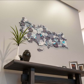 Resim Türkiye Siyasi Haritası - UV Baskılı 3D Ahşap Duvar Dekoru (Nimbus) - 90x46 cm 