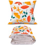 Resim Meşe Palamudu Desenli İç Dolgusu Battaniyeli Araç İçi Opsiyonel Yastık 38x38cm 