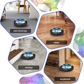 Resim Learning Toys Learning Fun Hover Ball Havada Kayan Futbol Topu Ev Içi Futbol Topu Işıklı Pilli Mavi 