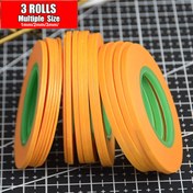 Resim 3 Rulo Yüksek Yapışkanlı Model Boyama Bantı - Ultra İnce, Kalıtsız, Elde Kesilebilir Maskeli ve Kaplama Bantı, DIY Projeleri İçin, Yeşil Çekirdekli Turuncu, Dokulu Kağıt Malzemesi, Duvar Bantı, Turuncu Bant 